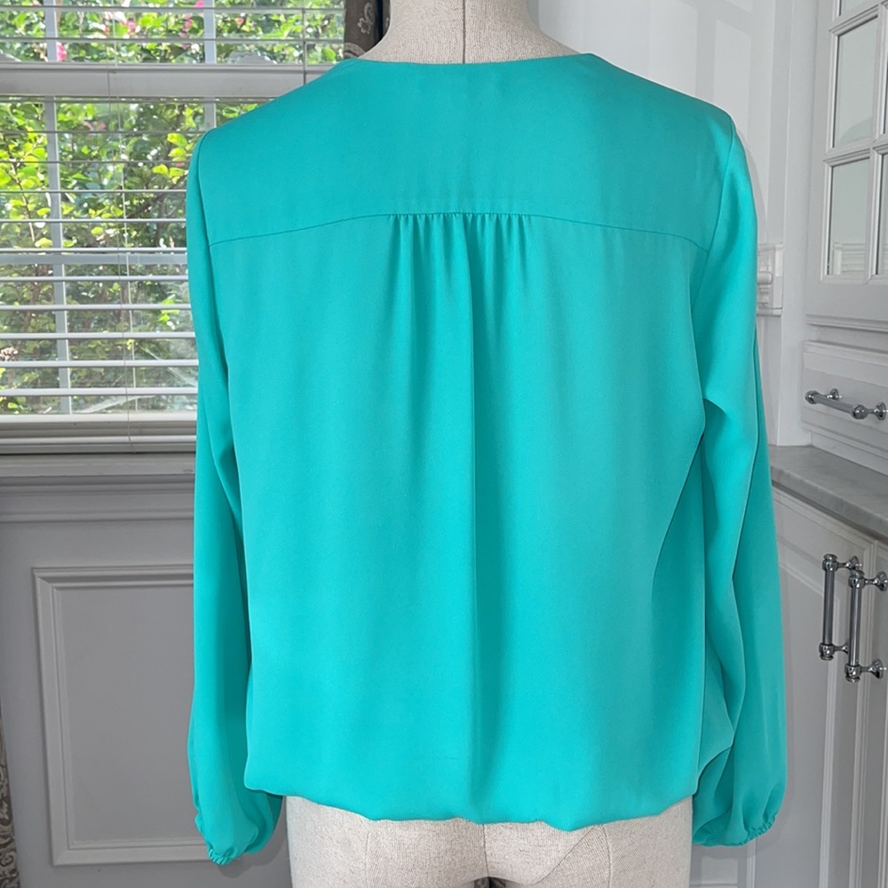 Chause Seafoam Green Long Sleeved Blouse Size Small - Picture 5 of 6